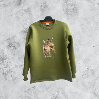 HUNTER AVCILIK TASARIM BASKILI REGULAR FİT BİSİKLET YAKA SWEATSHİRT