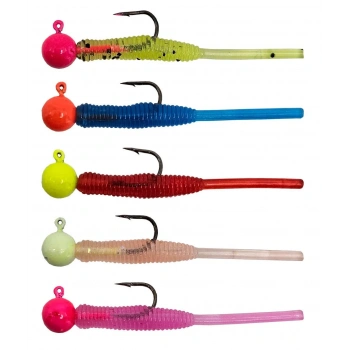 KENDO HOOK WORM JİGHEAD+LRF SİLİKONU 1.5GR+4.5CM 5 ADET