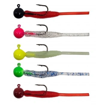 KENDO HOOK WORM JİGHEAD+LRF SİLİKONU 2GR+4.5CM 5 ADET