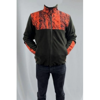 WİDİ HUNTER ORMAN DESEN ÇULLUK BASKILI GARNİLİ TAM FERMUARLI DİK YAKA  POLAR