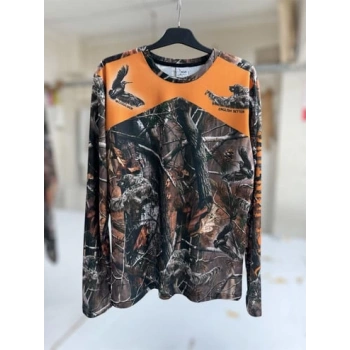 WİDİ ORMAN DESEN ÇULLUK SETTER BASKILI REGULAR FİT BİSİKLET YAKA UZUN KOL DRY TOUCH T-SHİRT