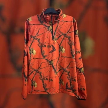 WİDİ ORMAN DESEN CULLUK SETTER BASKILI YARI FERMUAR KOL UÇLARI LASTİKLİ KAMUFLAJ SWEATSHİRT