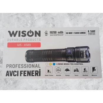 WİSON PROFESYONEL AVCI EL FENERİ 3 RENK MODU TEK KONTROL 50 WATT/ 5000L WS-6520