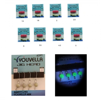 YOUVELLA 6397 MAFSALLI LRF JİG HEAD GLOW HEAD 4LÜ PAKET