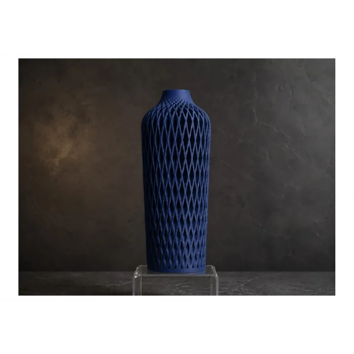 Diamont Navy Blue Vazo – Modern Dekoratif 3D Baskı Vazo | 137x250 mm