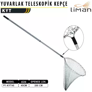 Liman Yuvarlak Teleskopik Misina Kepçe  45 lik - 200 CM