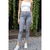 Yüksek Bel Skinny Jean Pantolon - GRİ