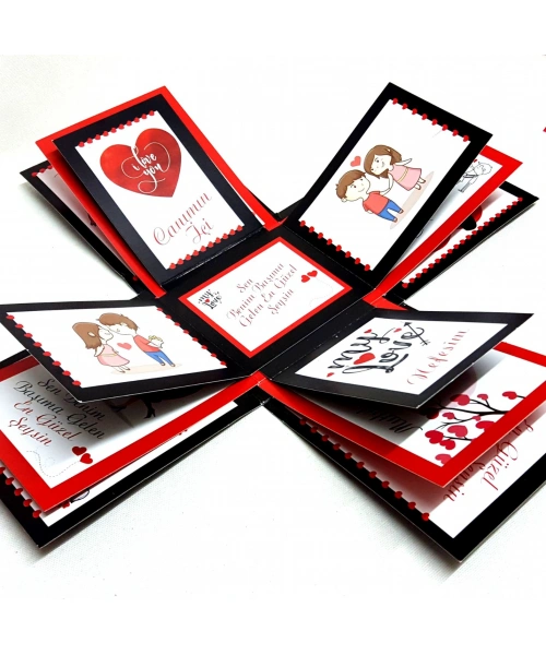 12 Farklı Romantik Söz ve Görsel İçeren Patlayan Kutu