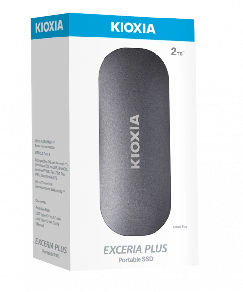 2TB KIOXIA EXCERIA PLUS G2 USB 3.2 1050/1000 MB/s LXD10S002TG8
