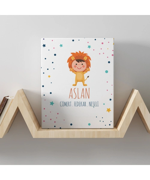 Aslan Burcuna Özel Tasarım Kanvas  Tablo