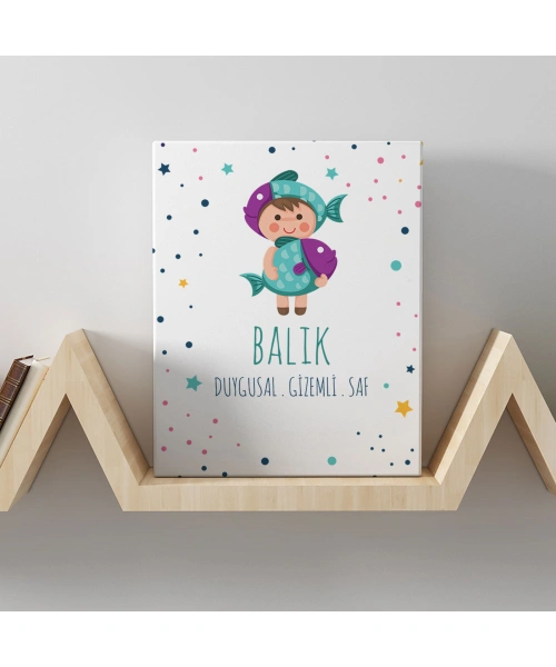 Balık Burcuna Özel Tasarım Kanvas  Tablo