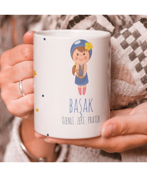 Başak Burcu Özel Sevimli Beyaz Kupa Bardak