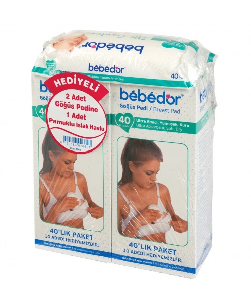 Bebedor 2 li Göğüs Pedi 80 adet - Pamuklu Islak Mendil Hediyeli