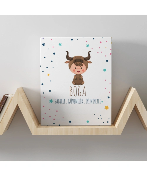 Boğa Burcuna Özel Tasarım Kanvas  Tablo