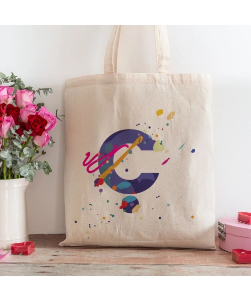 Ç Harfi Tasarımlı Alışveriş Plaj Bez Çanta