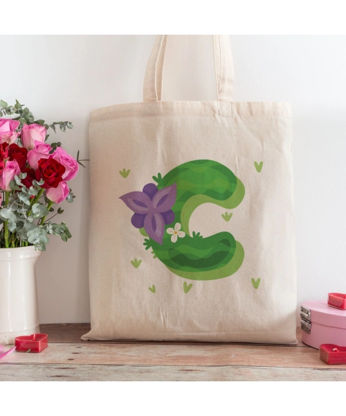 C Harfi Tasarımlı Alışveriş Plaj Bez Çanta