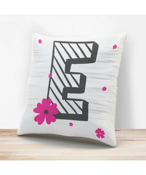 E Harfi Tasarımlı Yastık Kılıfı