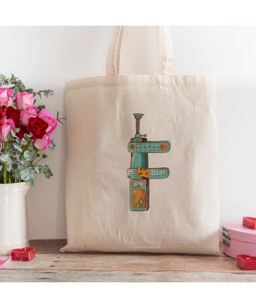 F Harfi Tasarımlı Alışveriş Plaj Bez Çanta