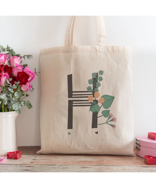 H Harfi Tasarımlı Alışveriş Plaj Bez Çanta