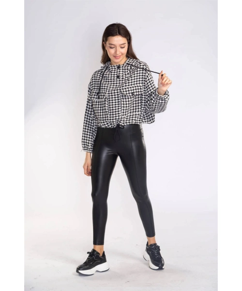 Kazayağı Desenli Kapüşonlu Sweatshirt-DESENLİ