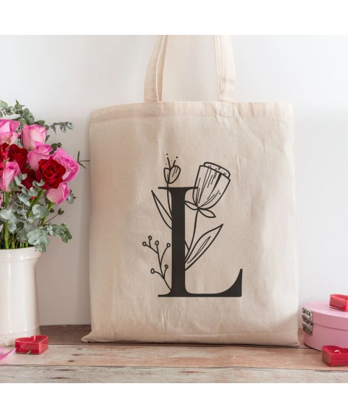 L Harfi Tasarımlı Alışveriş Plaj Bez Çanta