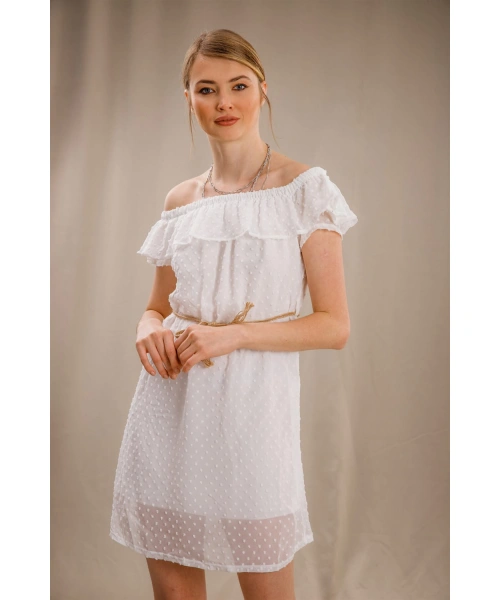 Madonna Yaka Elbise - BEYAZ