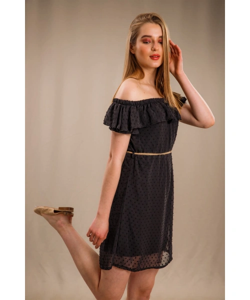 Madonna Yaka Elbise - SİYAH