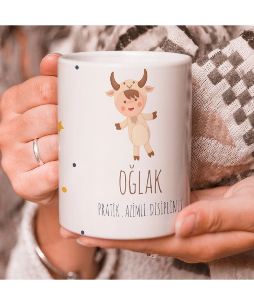 Oğlak Burcu Özel Sevimli Beyaz Kupa Bardak