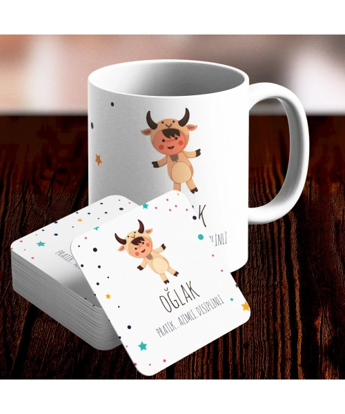 Oğlak Burcu Özel Sevimli Kupa ve Altlık Seti