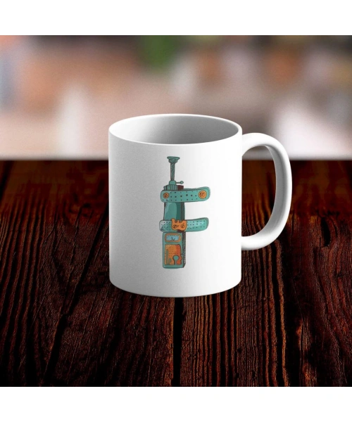 Özel Tasarım F Harfi Beyaz Kupa Bardak