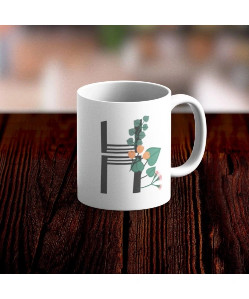 Özel Tasarım H Harfi Beyaz Kupa Bardak