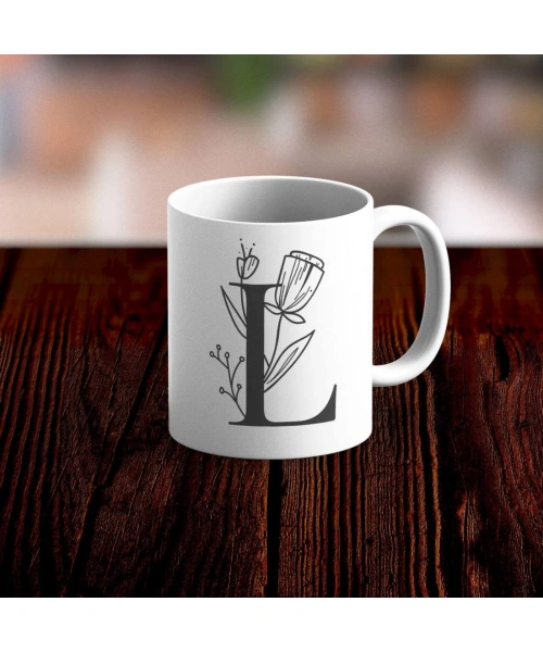 Özel Tasarım L Harfi Beyaz Kupa Bardak