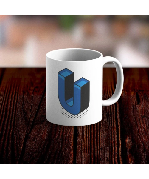 Özel Tasarım U Harfi Beyaz Kupa Bardak