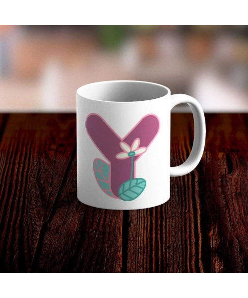 Özel Tasarım Y Harfi Beyaz Kupa Bardak