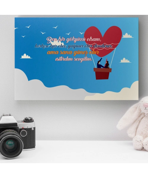 Romantik Tasarımlı Mini Kanvas Tablo - No2