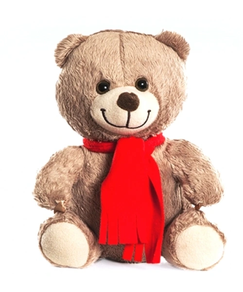 Sevimli Atklılı Peluş Ayıcık - Kahverengi