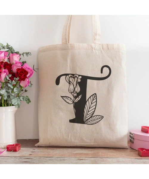 T Harfi Tasarımlı Alışveriş Plaj Bez Çanta