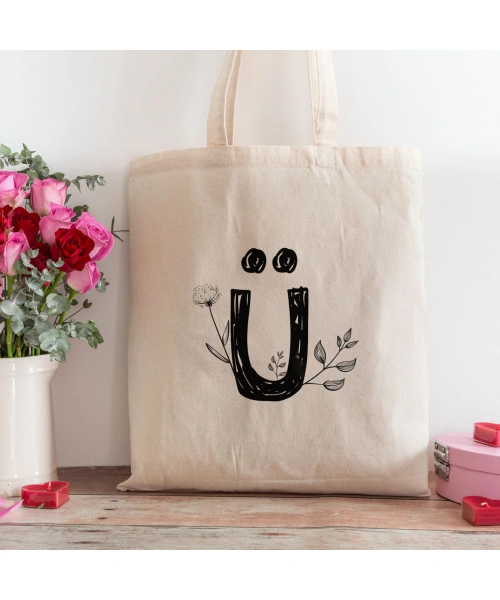 Ü Harfi Tasarımlı Alışveriş Plaj Bez Çanta