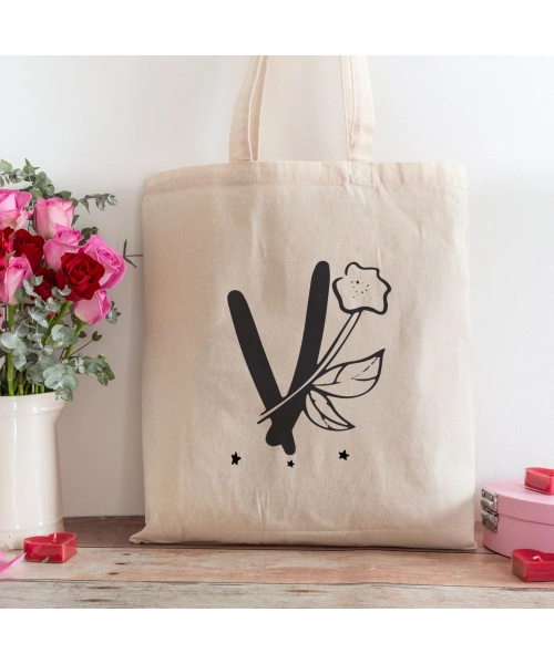 V Harfi Tasarımlı Alışveriş Plaj Bez Çanta