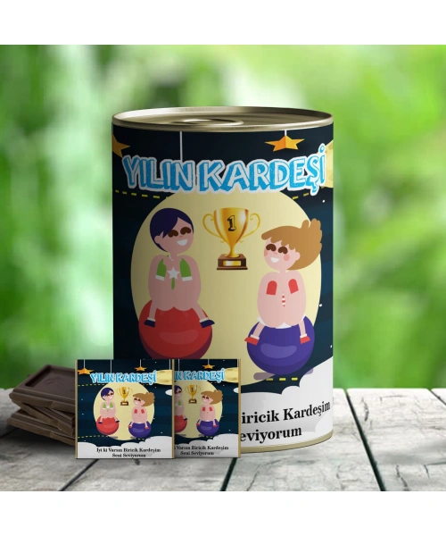 Yılın Kardeşi Temalı Hediye Çikolata Konservesi