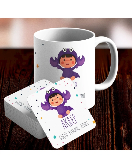 Akrep Burcu Özel Sevimli Kupa ve Altlık Seti