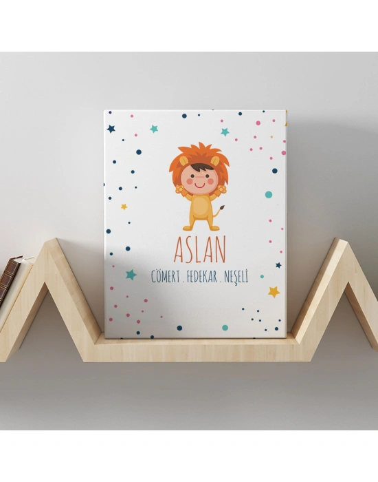 Aslan Burcuna Özel Tasarım Kanvas  Tablo