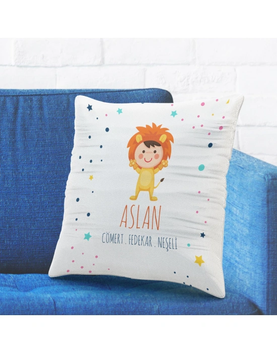 Aslan Burcuna Özel Tasarımlı Sevimli Yastık Kılıfı