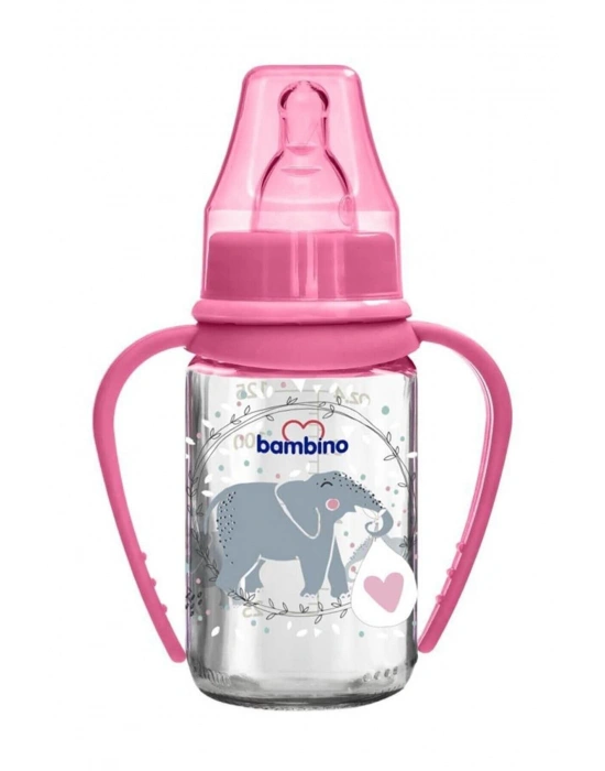 Bambino Kulplu Cam Biberon 125 ml - Pembe