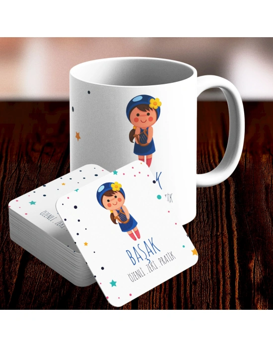 Başak Burcu Özel Sevimli Kupa ve Altlık Seti