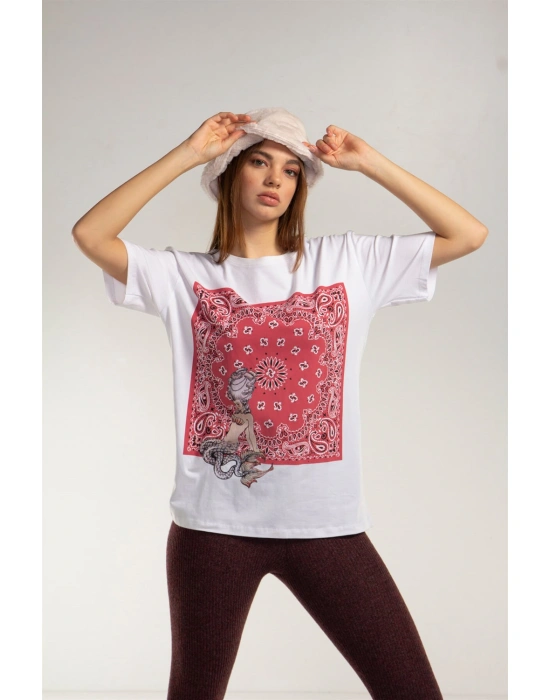 Baskılı Tişört - BEYAZ