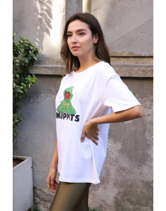 Baskılı Tişört-BEYAZ