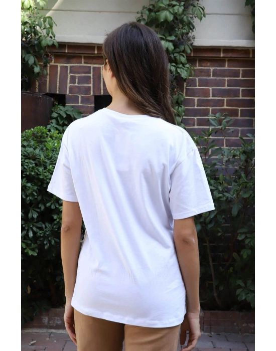 Baskılı Tişört-BEYAZ