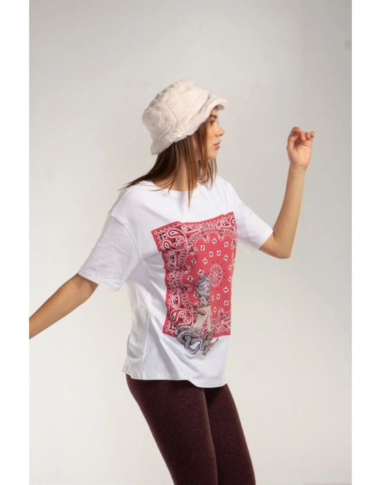 Baskılı Tişört - BEYAZ