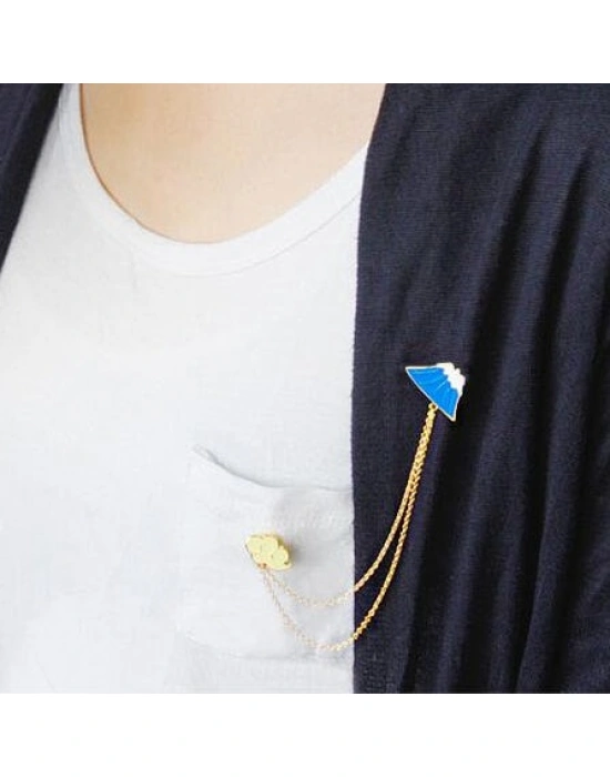 Bayan Liya Dağ ve Bulut Metal Broş Seti